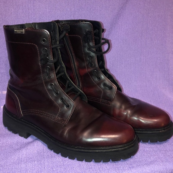 Used The Kooples Burgandy Side Zip Boots Size 9.5 Ladies 8.5 Men’s 41EU - Picture 1 of 15